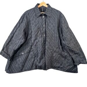 Dress To Kill Black Textured Lagenlook Button Front Long sleeve Shirt One Size